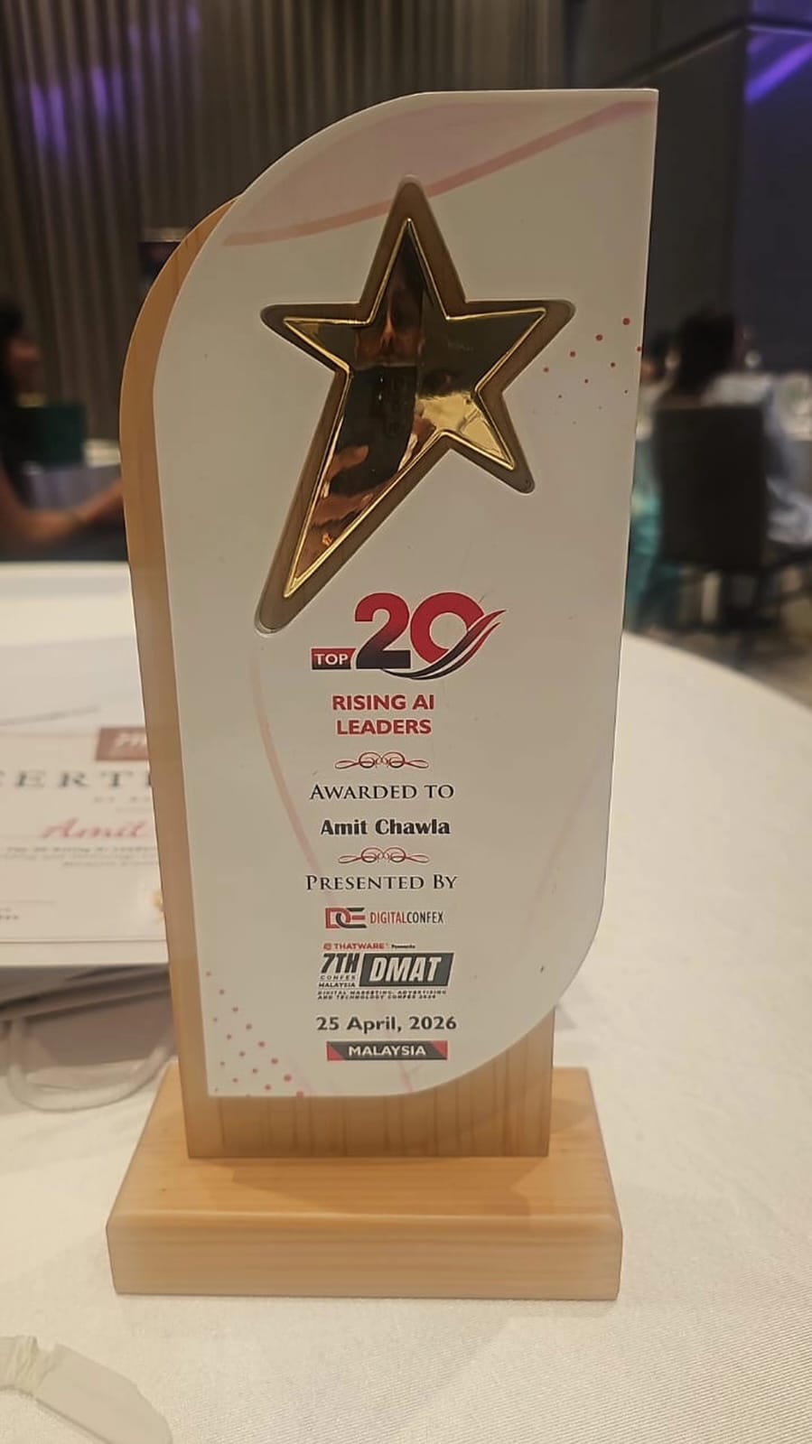Rising AI Leaders trophy — DMAT 2026 Malaysia